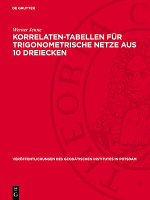 cover image of Korrelaten-Tabellen für trigonometrische Netze aus 10 Dreiecken